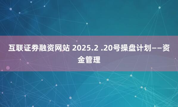 互联证劵融资网站 2025.2 .20号操盘计划——资金管理