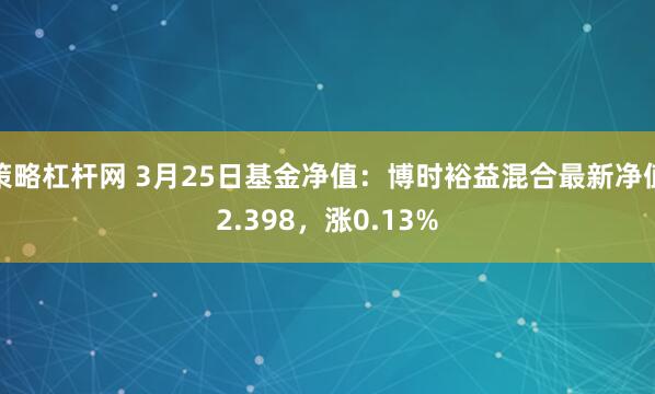 策略杠杆网 3月25日基金净值：博时裕益混合最新净值2.398，涨0.13%