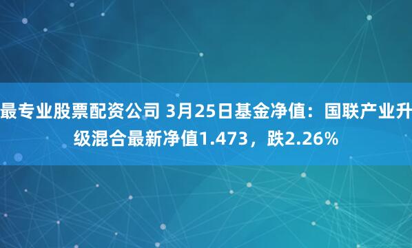 最专业股票配资公司 3月25日基金净值：国联产业升级混合最新净值1.473，跌2.26%