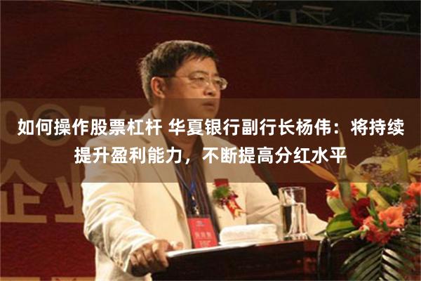 如何操作股票杠杆 华夏银行副行长杨伟：将持续提升盈利能力，不断提高分红水平