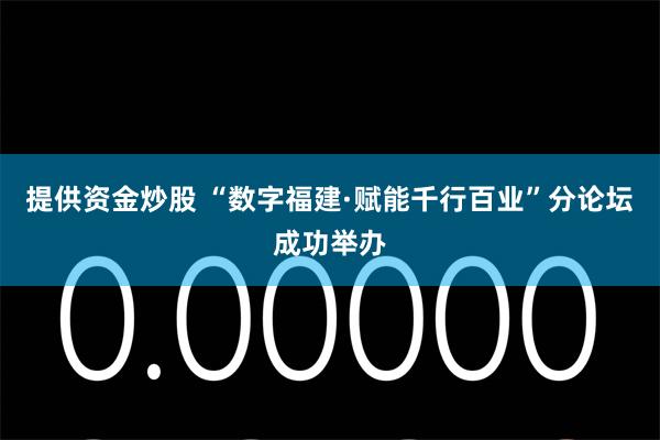 提供资金炒股 “数字福建·赋能千行百业”分论坛成功举办