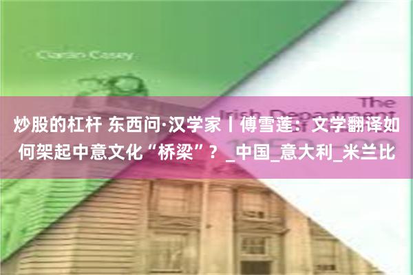 炒股的杠杆 东西问·汉学家丨傅雪莲：文学翻译如何架起中意文化“桥梁”？_中国_意大利_米兰比